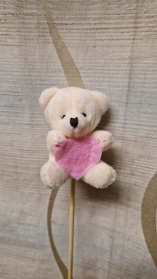 Teddy with Pink Heart Pick