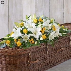 Lily and Rose Casket Spray Yellow