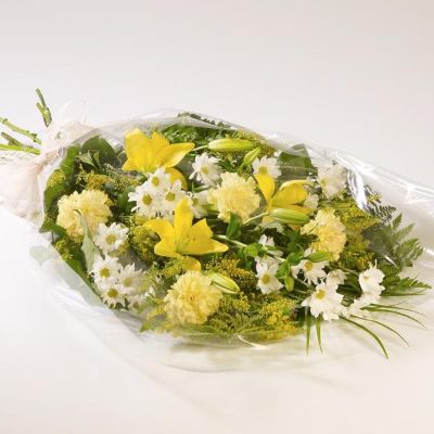 Funeral flowers in Cellophane