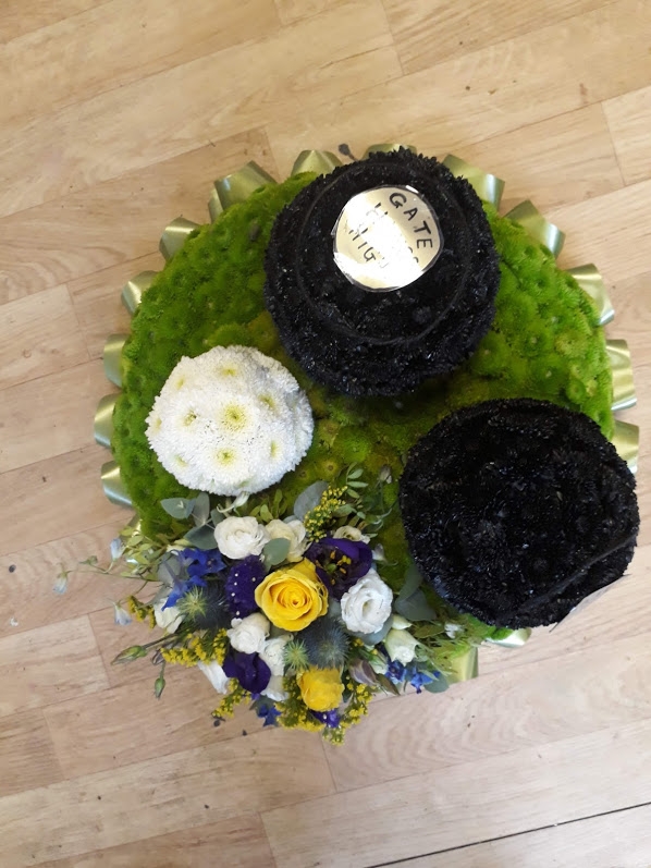 bowling bowls tribute with corsage