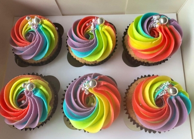 Rainbow Vanilla Cupcakes