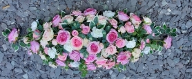 Pink and White Rose Coffin spray