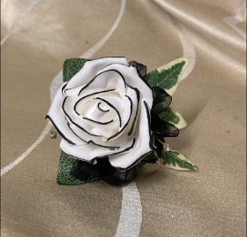 Animated Black White Rose Wristlet