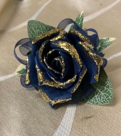 Golden Navy Rose Wristlet