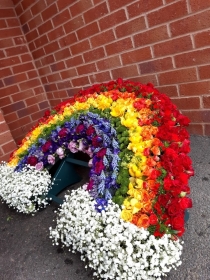 Rainbow tribute on stand